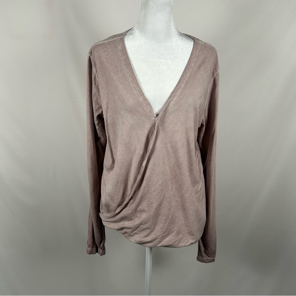 Porridge Anthropologie Taupe V Neck Long Sleeve Blouse Size XL